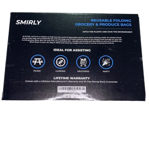 Smirly Reusable Folding Grocery & Produce Bags Cloth Shopping Totes Mesh PARTIAL - Picture 3 of 3